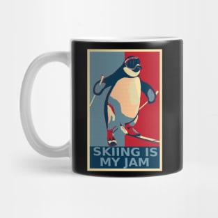 Skiing Is My Jam Funny Penguin Skiing HOPE Mug